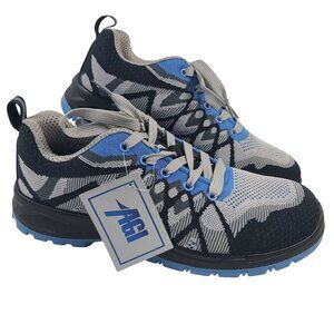 NEW AGI Men's Safety Trainers AGI0601BLK Black/Blue Sz US 10 Anti-Slip Soles